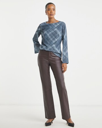 Check Print Slash Neck Top