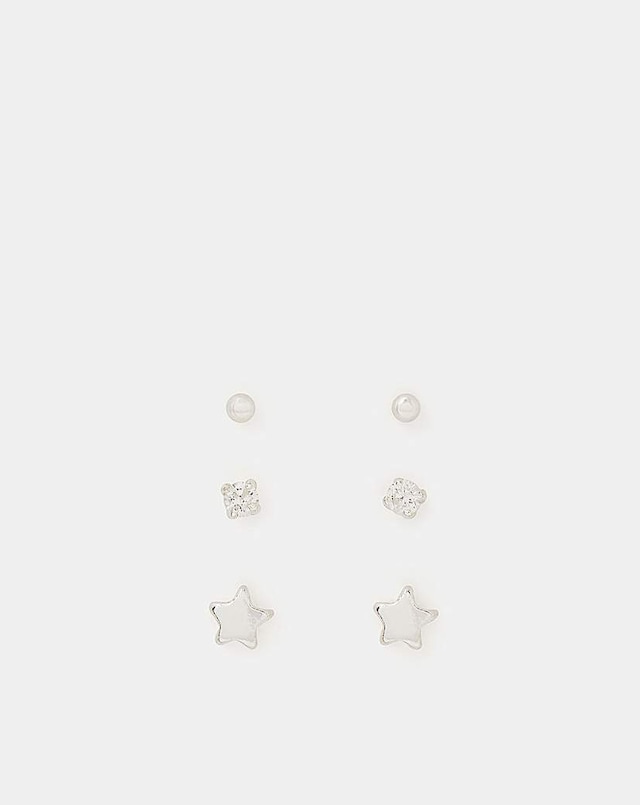 Accessorize 3-Pack Sterling Stud Earrings