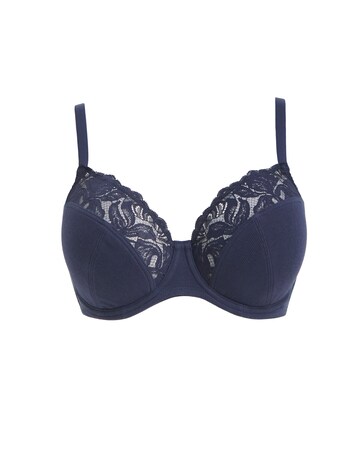 Pretty Secrets 3 Pack Harper Lace Ribbed Full Cup Bras B-G Navy/White/Grey