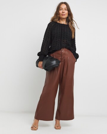 Womens Dobby Long Sleeve Blouse - Black