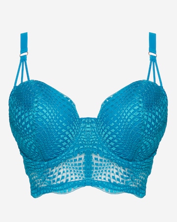 Figleaves Curve Amalfi Wave Embroidery High Leg Thong - Blue