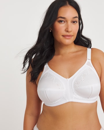 Pretty Secrets Dotty Embroidered Full Cup Non Wired White Bra C-H -White
