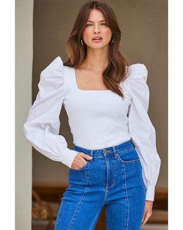 Sosandar Chiffon Sleeve Blouson Top
