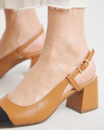 Heavenly Soles Tegan Low Block Heel Slingback Shoes - Extra Wide Fit (EEE)