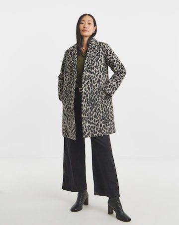 Animal Print Single Breasted Lined Coat