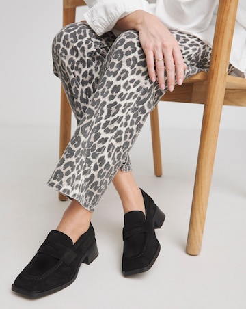 Westerly Low Block Heel Suede Loafers - Wide Fit (E)