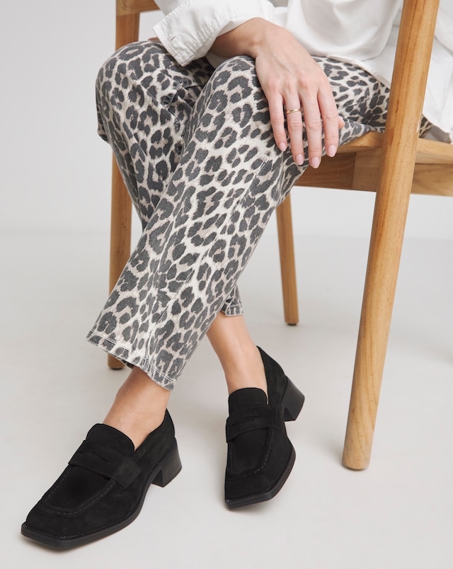Westerly Low Block Heel Suede Loafers - Wide Fit (E)