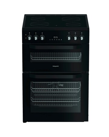 Hotpoint HTE6VDCB1 60cm Electric Twin Cooker with Multiflow - Black + Install