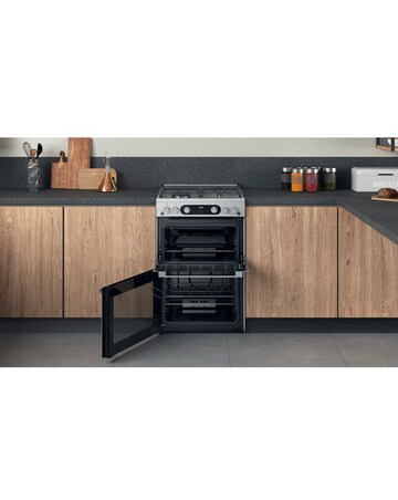Hotpoint HDM67G0C2CX/UK Gas Double Cooker - Stainless Steel