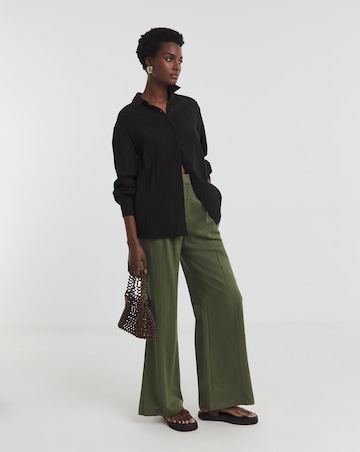 Pure Cotton Textured Relaxed Long Sleeve Shirt