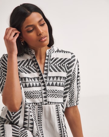 Cotton Jaquard Smock Dress