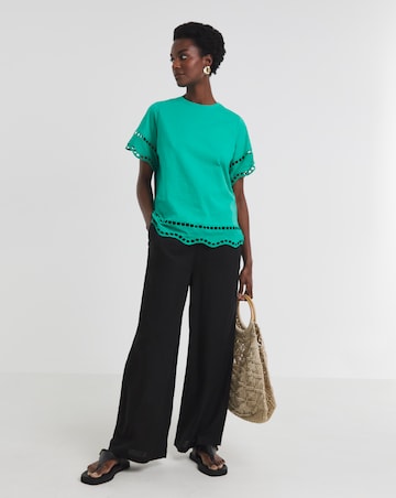 Pure Cotton Green Broderie T-Shirt