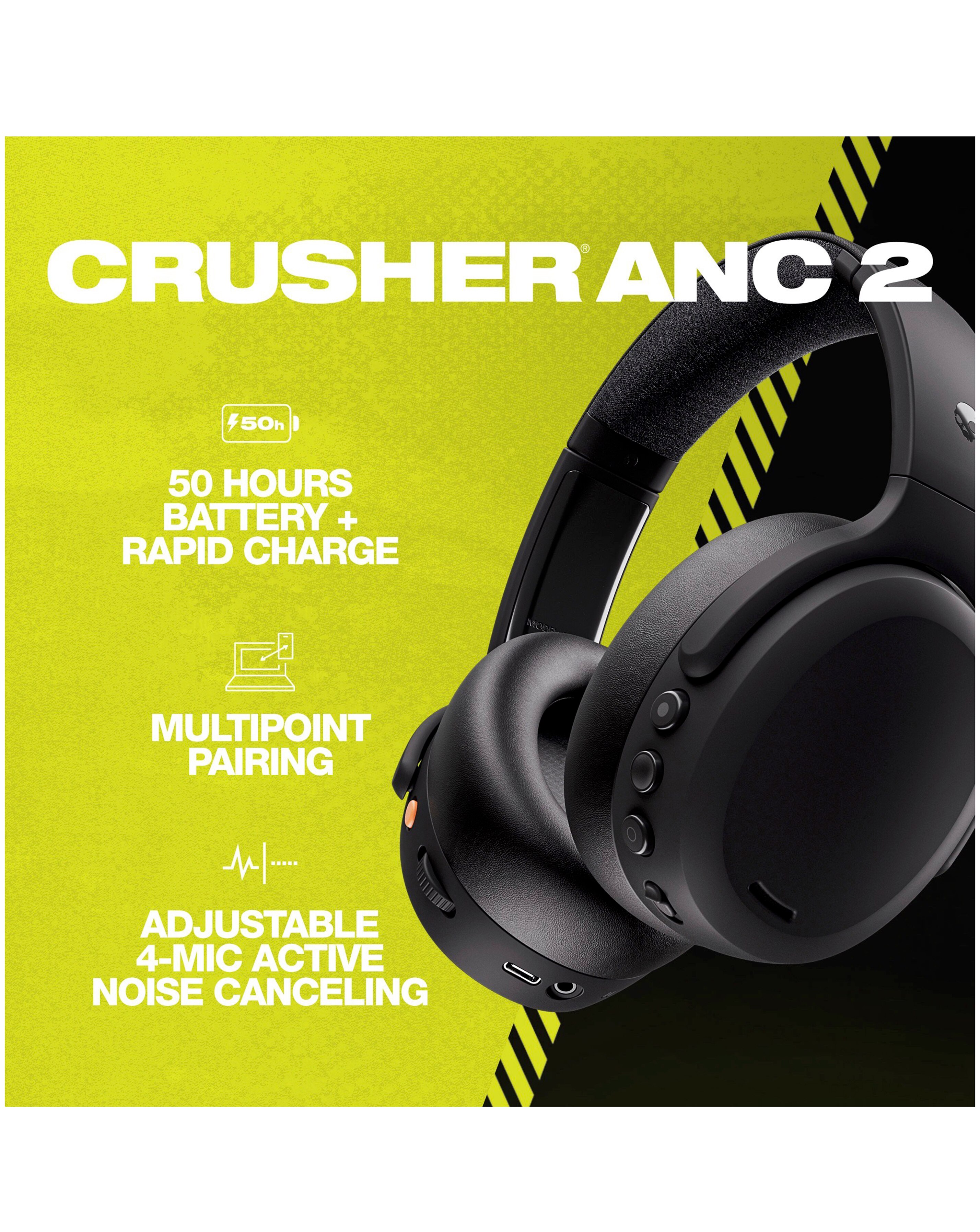Skullcandy Crusher ANC 2 Wireless Over-ear Headphones - True Black