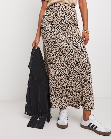 Animal Jersey Pull On Maxi Slip Skirt