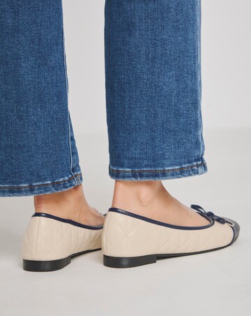 Scilla Quilted Ballerina With Toe Cap - Wide Fit (E)