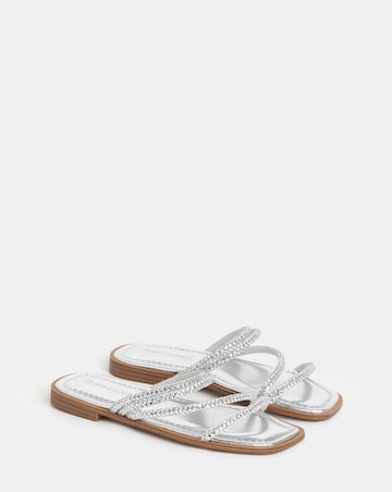 Daffodil Sparkly Asymmetric Flat Mule Sandals - Extra Wide Fit (EEE)