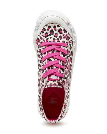 Rocket Dog Pink Leopard Jazzin Plus Lace Up Canvas Trainers