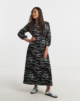 Textured Jersey Keyhole Maxi Dress