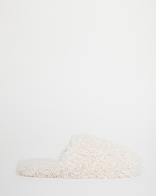 Mindy Shaggy Fur Mule Slippers - Wide Fit (E)