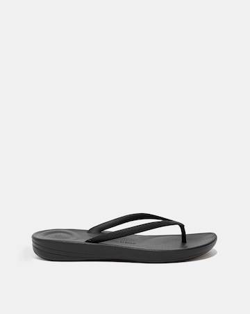 Fitflop Black Iqushion Ergonomic Toe Post Flip Flops -Standard Fit (D)