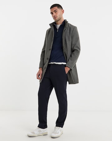 Grey Faux Wool Funnel Coat