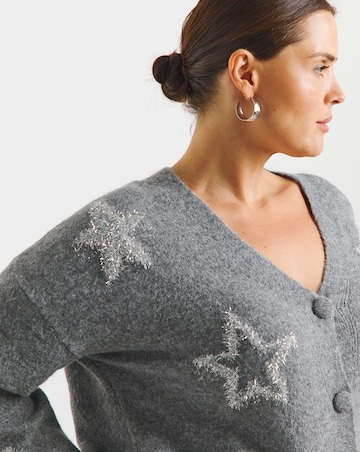 Simply Be Snug Grey Tinsel Star Cardigan