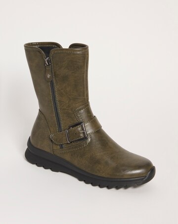 Cushion Walk Casual Boot with Side Zip Detail E Fit