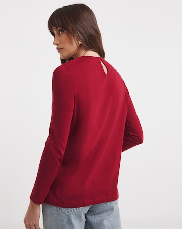 Red Cotton Shirred Yoke Top