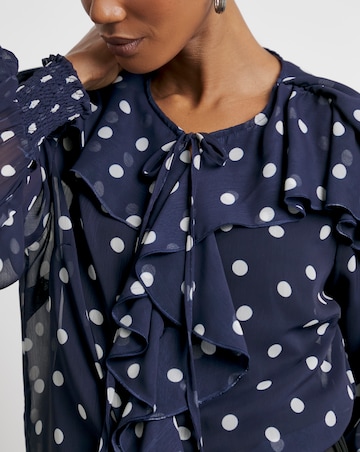 Joanna Hope Crinkle Chiffon Ruffle Blouse