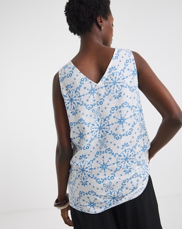 Printed Linen V Neck Vest Top