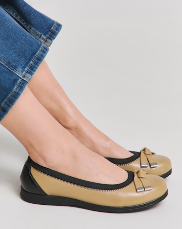 Heavenly Soles Mallory Elasticated Topline Ballerina Extra Wide EEE Fit