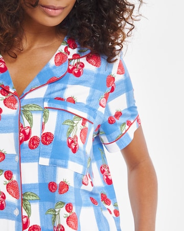 Chelsea Peers Jersey Gingham Check Short Sleeve Pyjama Set