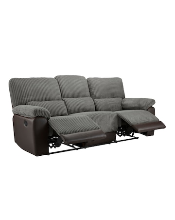 Harlow Fabric/Faux Leather Recliner 3 Seater Sofa