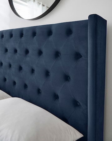 Allegra Winged Velvet Ottoman Bed with 3 Layer Memory Foam Hybrid Mattress