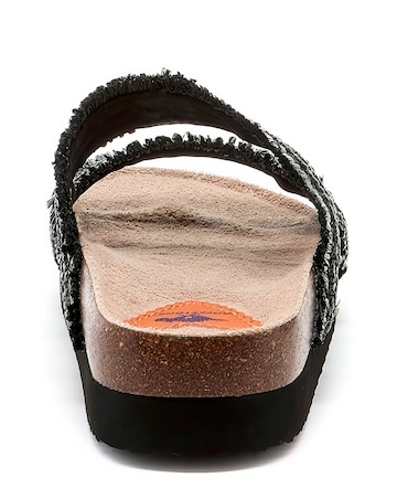 Rocket Dog Black Aruba Raffia Slider Sandals