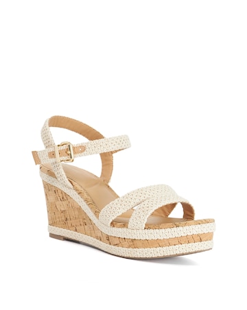 Dune Kipling Ecru Wedge Sandals - Wide Fit (E)