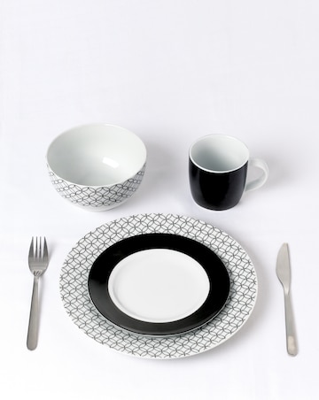 Waterside Black Geo 16 Piece Dinner Set
