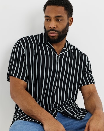 Jack & Jones Jeff Stripe Resort Shirt - Black/White