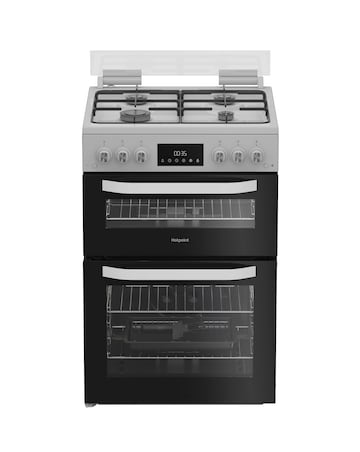 Hotpoint HDG6GDCW 60cm Gas Double Cooker with Glass Lid - White + Installation