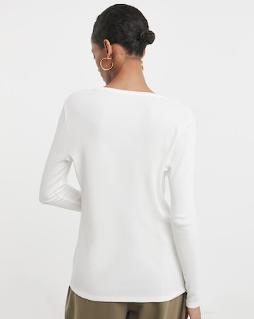Pure Cotton Henley Button Front Long Sleeve Top