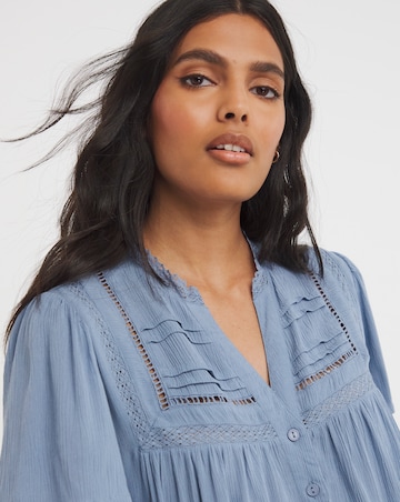 Crinkle Ladder Insert Blouse