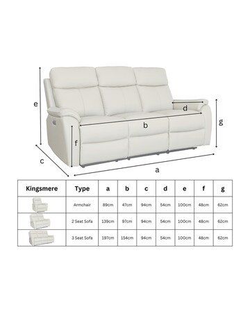 Aspire Kingsmere Leather Power Recliner 3 Seater