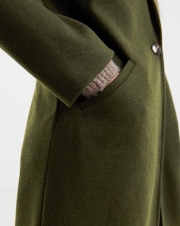 Khaki Single Breasted Longline Lined Coat