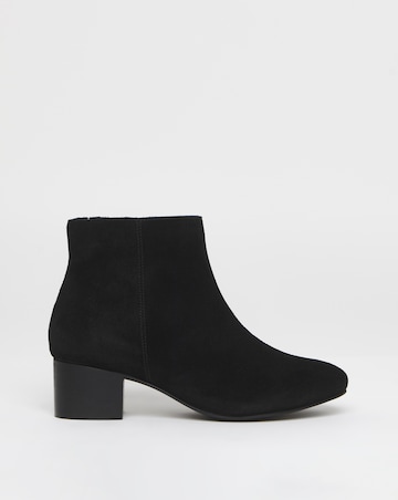 Chiba Suede Low Block Heel Ankle Boot - Wide Fit (E)