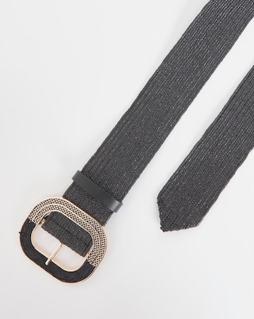 Black Raffia Stretch Belt