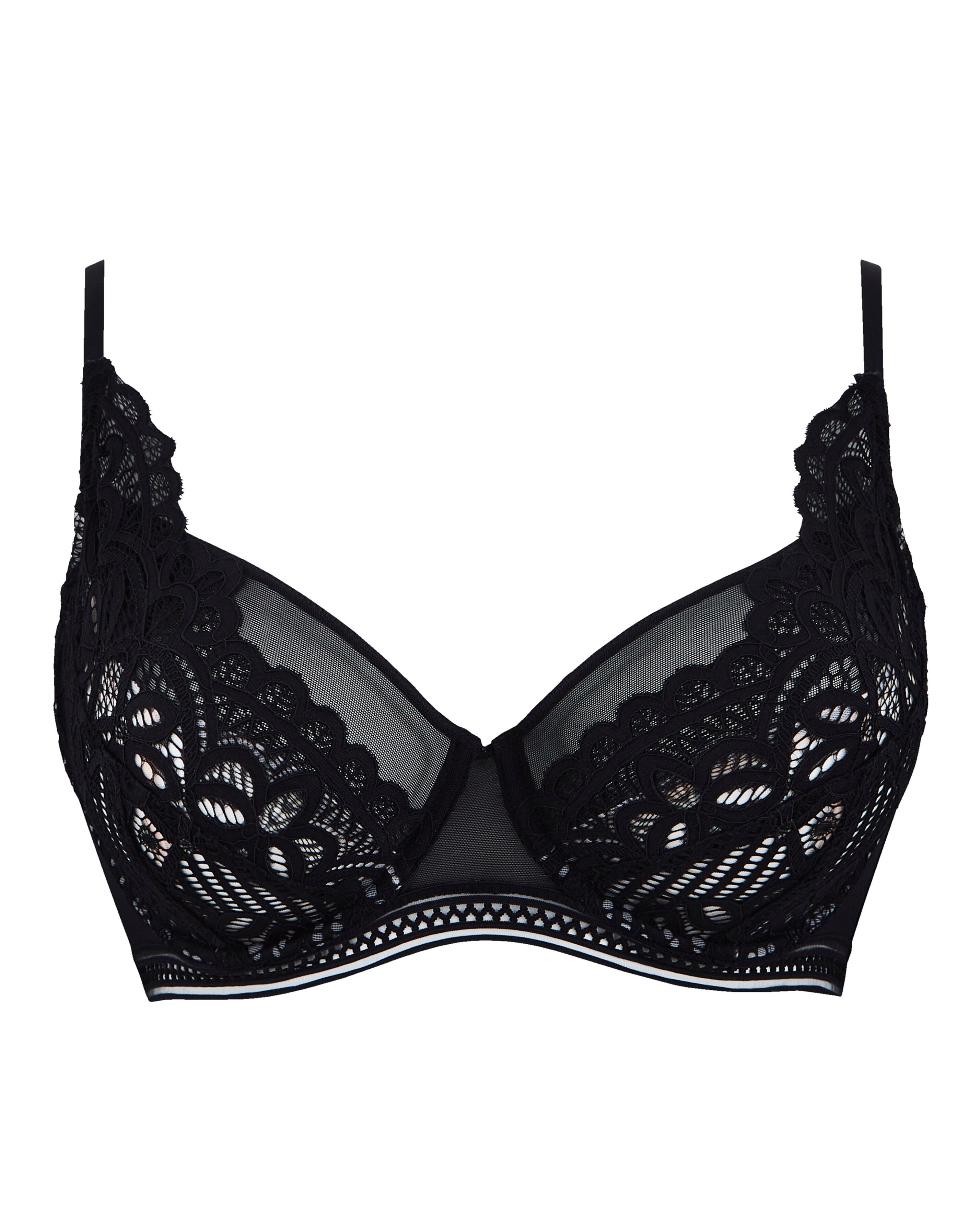 Figleaves Harper Geometric Lace Full Cup Bra B-G - Black