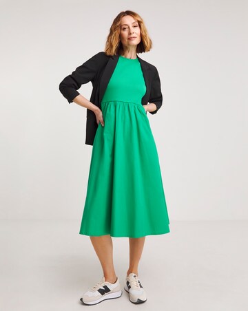 Poplin Rib Sleeveless Smock Dress