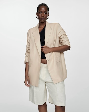 Mango Beige Linen Blazer