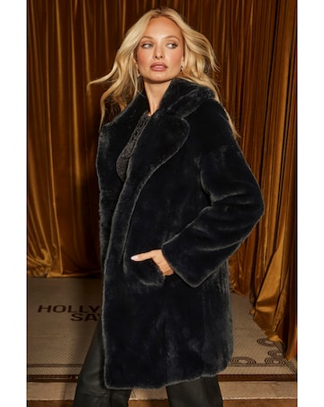 Sosandar Mid Length Luxe Faux Fur Coat