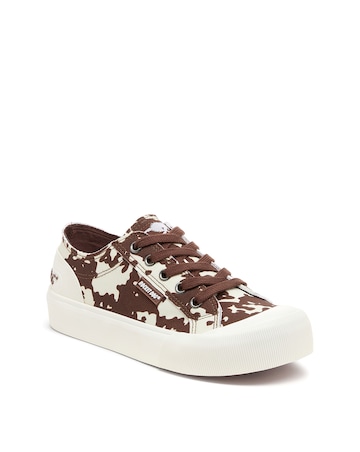 Rocket Dog Cow Print Jazzin Plus Lace Up Canvas Trainers